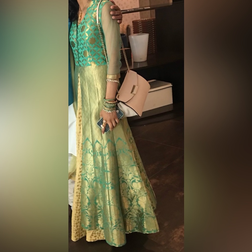 Chic Green and Gold Women Salwar
